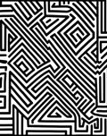 Bold Black and White Maze Pattern Rug