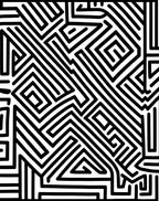 Bold Black and White Maze Pattern Rug