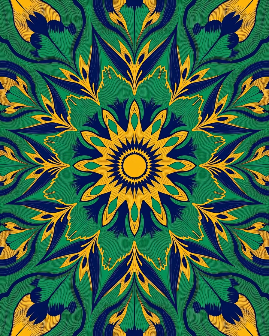 Radiant Geometric Floral Starburst Rug
