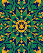 Radiant Geometric Floral Starburst Rug