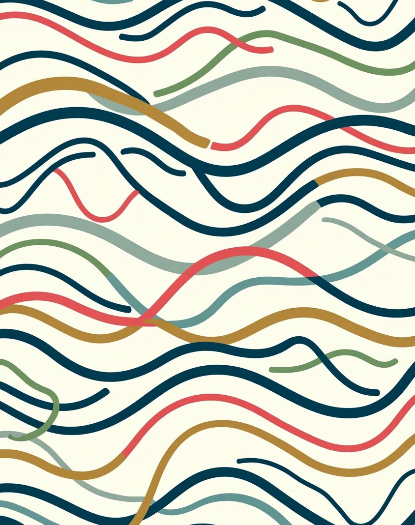Abstract Wavy Lines Pattern Rug