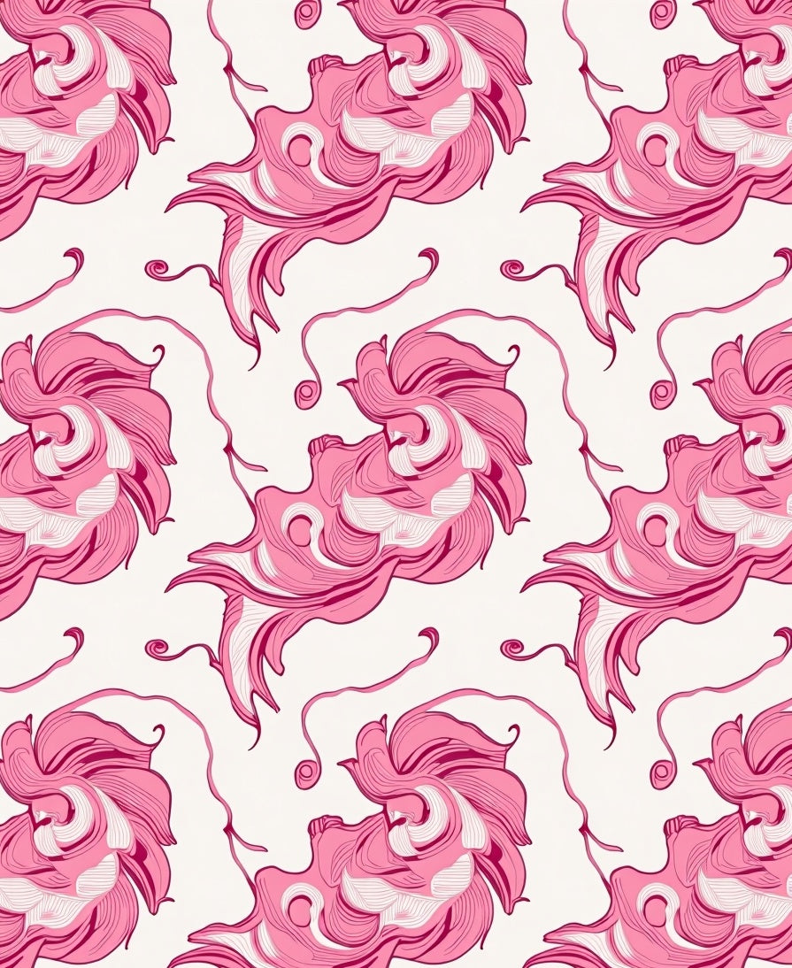 Pink Abstract Flowing Swirls Rug