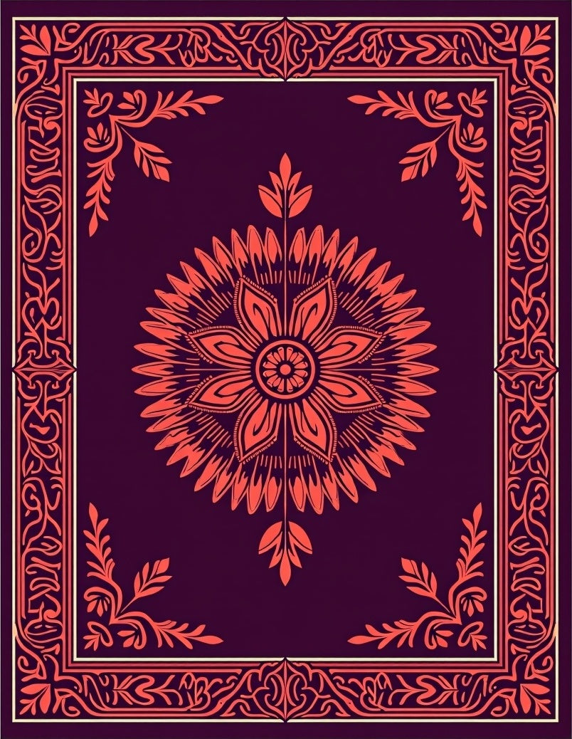 Rich Floral Medallion Border Pattern Rug