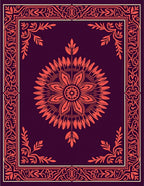 Rich Floral Medallion Border Pattern Rug