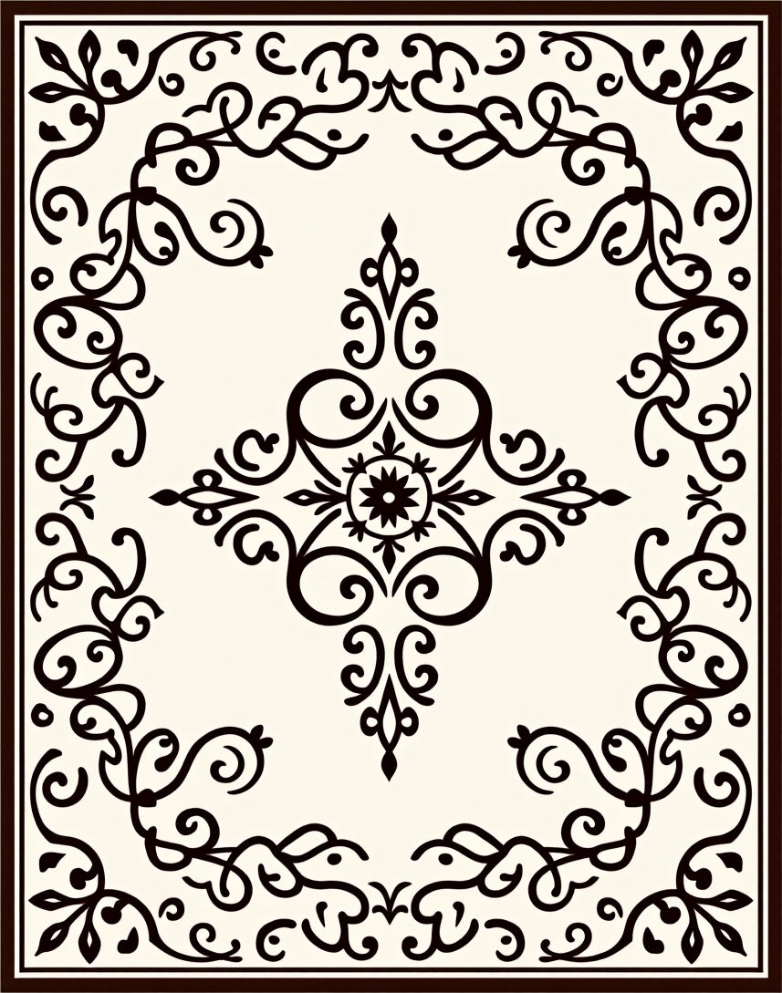 Classic Baroque Floral Scrollwork Rug