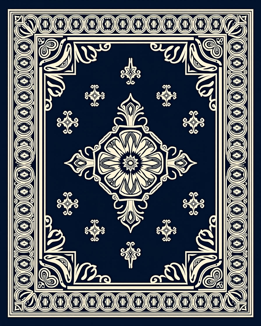 Elegant Floral Medallion Patterned Rug