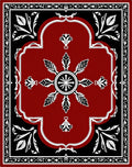 Elegant Red Black Floral medallion Design Rug