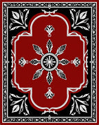 Elegant Red Black Floral medallion Design Rug