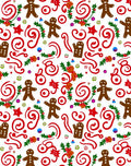 Festive Gingerbread Man Swirls Holly Rug