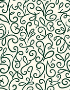 Dark Green Vine Swirl Pattern Rug