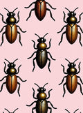 Bronze Beetle Pattern On Pink Background Rug