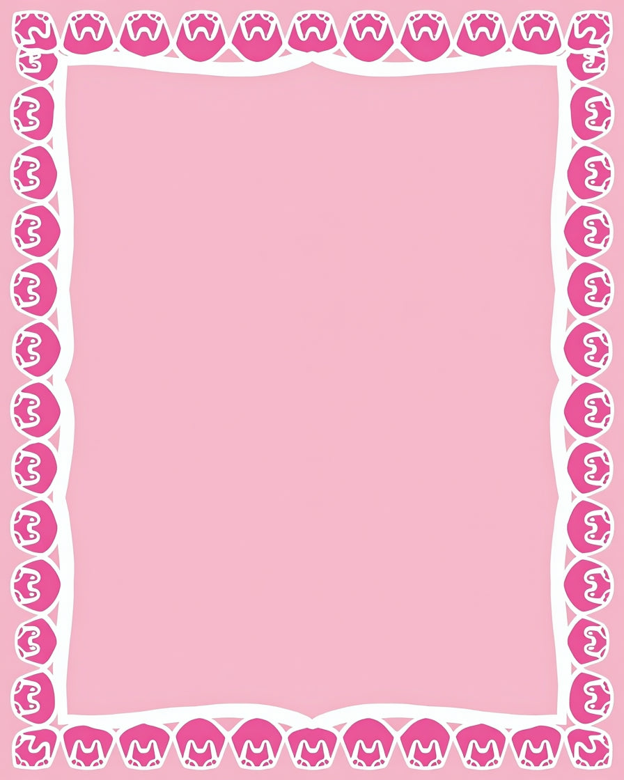 Pink Floral Repeat Border Rug