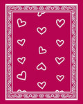 Pink Heart Pattern With Ornate Border Rug