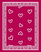 Pink Heart Pattern With Ornate Border Rug
