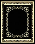 Elegant Gold Black Ornate Border Design Rug