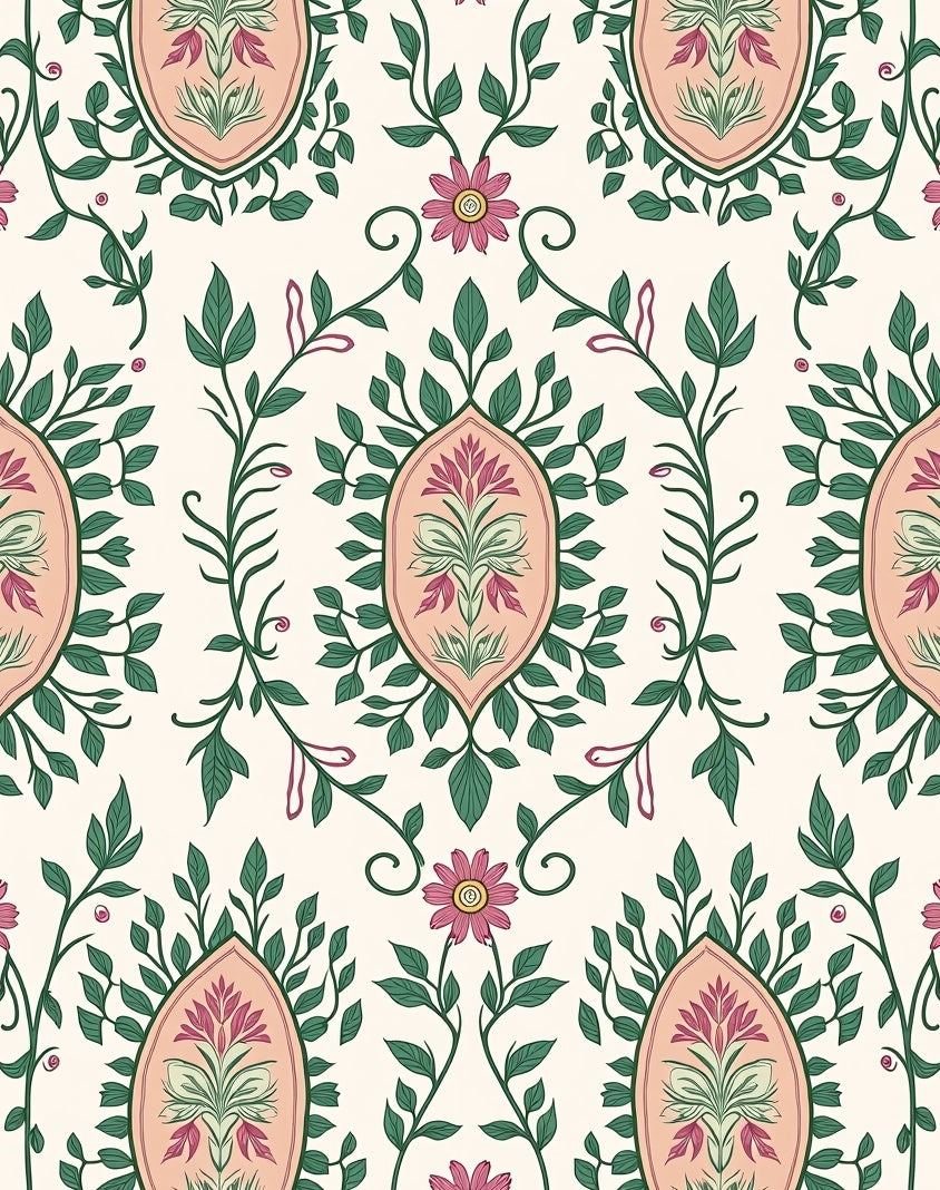 Pastel Floral Crest Pattern Rug