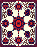 Bold Red Blue Floral Medallion Design Rug