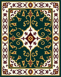 Rich Emerald Medallion Motif Rug