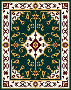 Rich Emerald Medallion Motif Rug
