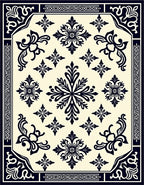 Classic Floral Medallion Border Design Rug