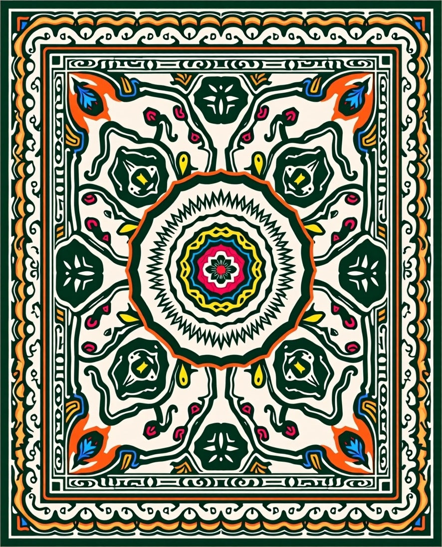 Colorful Intricate Floral Mandala Pattern Rug