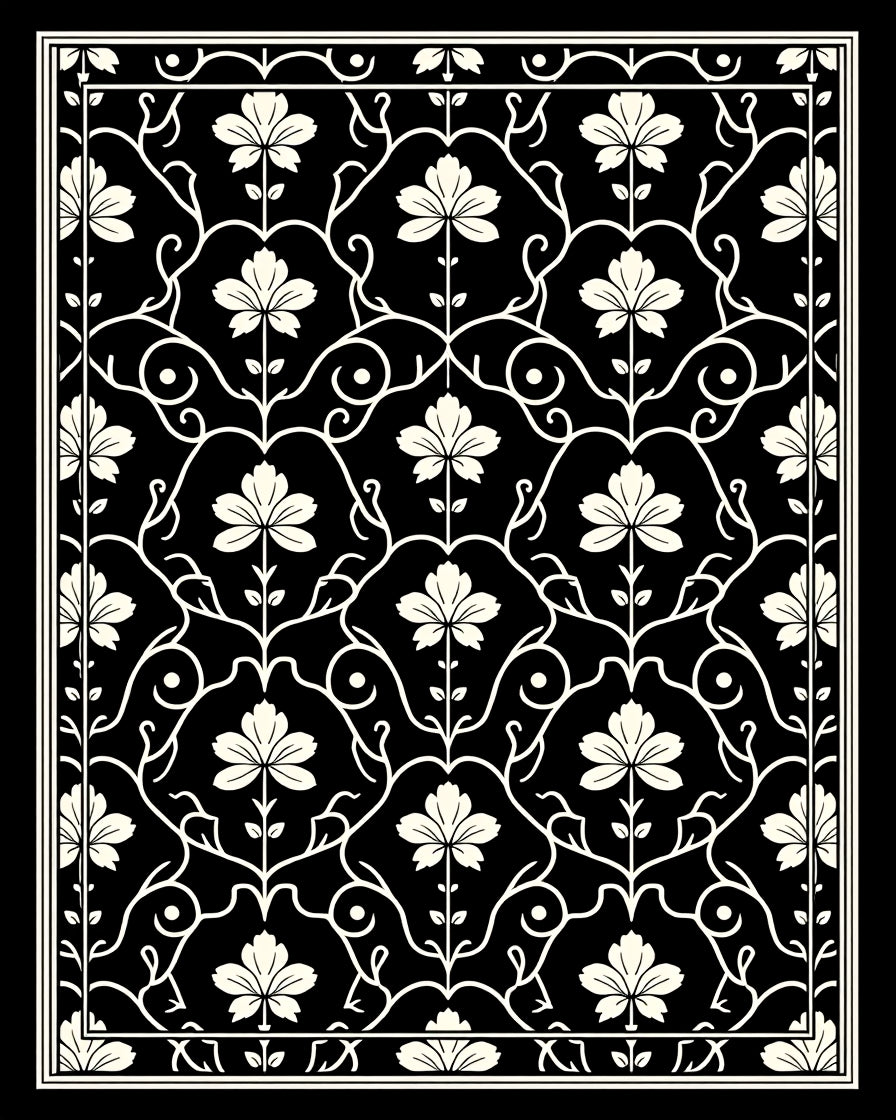 Elegant Floral Vine Patterned Rug