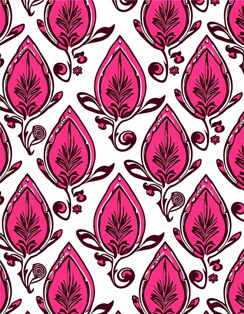 Bold Pink Floral Patterned Design Rug