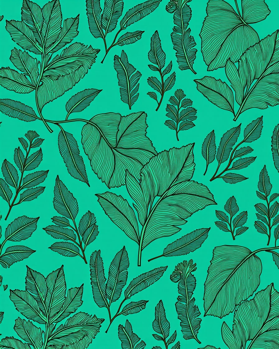 Emerald Foliage Abstract Pattern Rug