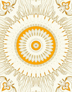 Golden Sunburst Mandala Design Rug