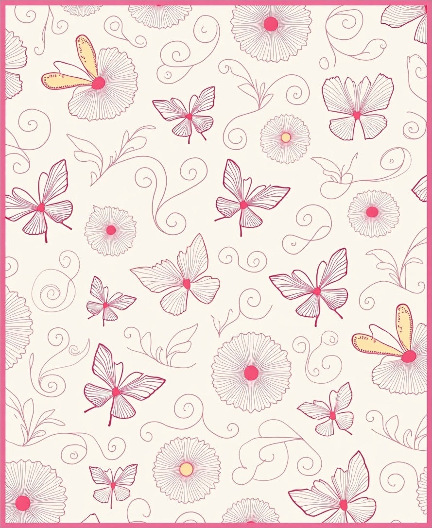 Floral Butterfly Swirl Pattern Rug
