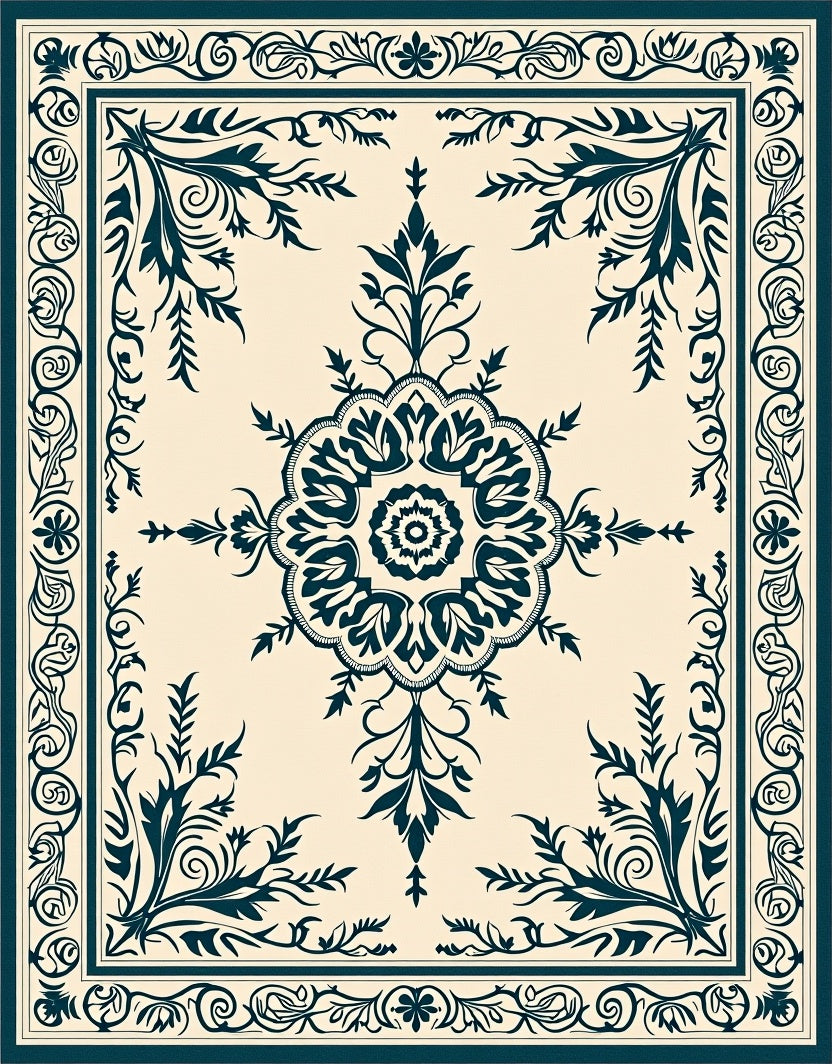 Classic Floral Medallion Border Rug