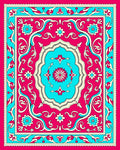 Vibrant Pink Blue Floral Medallion Rug