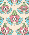 Pastel Floral Damask Pattern Rug