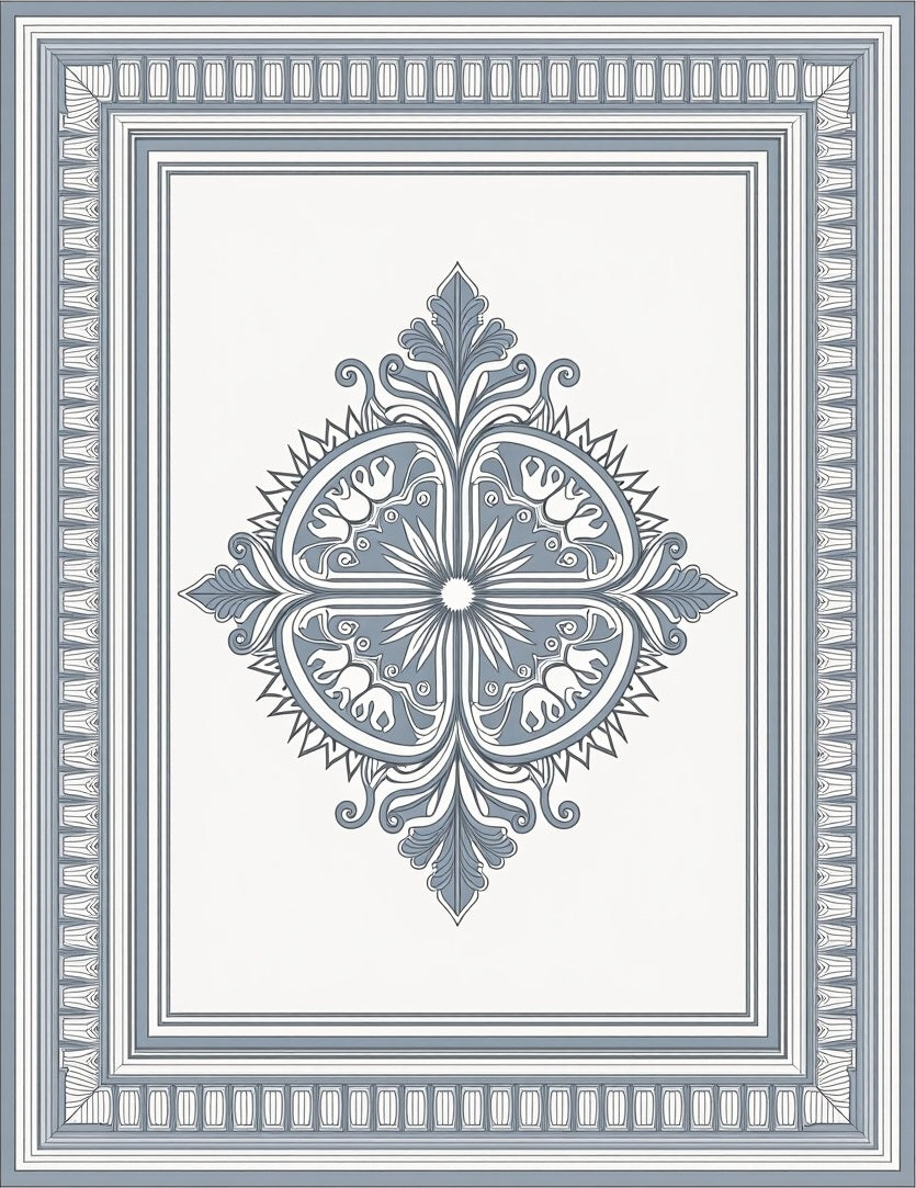 Classic Blue Medallion Border Rug