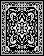 Black And White Symmetric Floral Pattern Rug