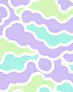 Pastel Cloud Pattern with White Outline Rug