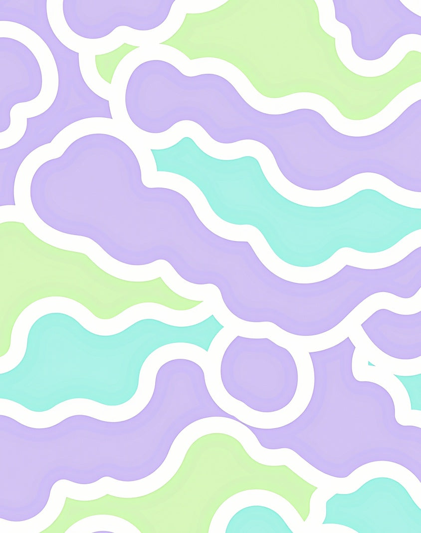Pastel Cloud Pattern with White Outline Rug