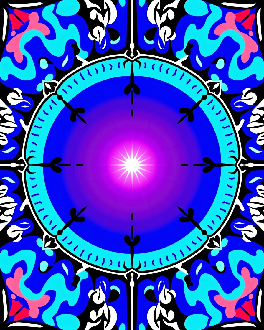 Vibrant Circular Mandala Style Print Rug