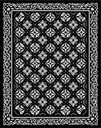 Classic Black and White Floral Pattern Rug