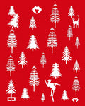 Red Forest Wildlife Trees Rug