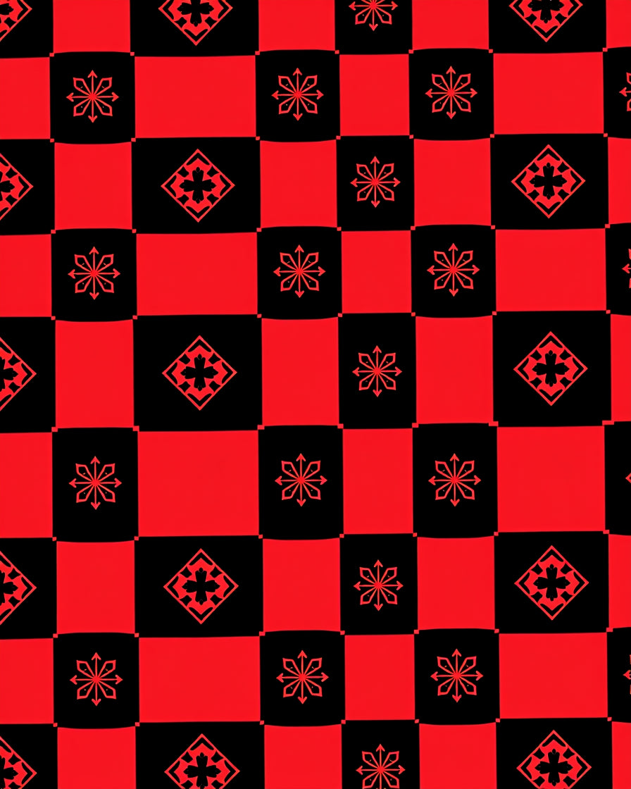 Red Black Checkerboard Graphic Design Rug