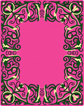 Vibrant Pink Green Floral Border Rug