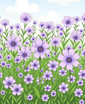 Purple Floral Field With Gentle Clouds Rug