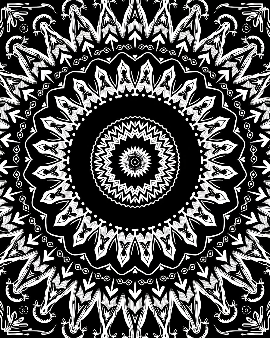 Monochromatic Intricate Mandala Pattern Rug