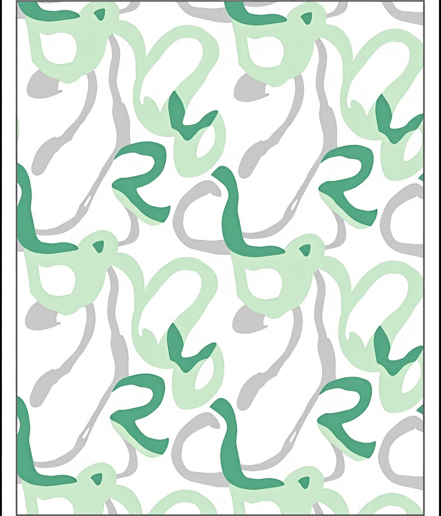 Abstract Green Grey Swirl Pattern Rug