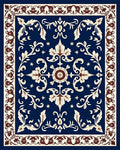 Ornate Indigo Floral Medallion Design Rug