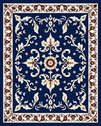 Ornate Indigo Floral Medallion Design Rug