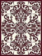 Classic Burgundy Floral Scroll Design Rug