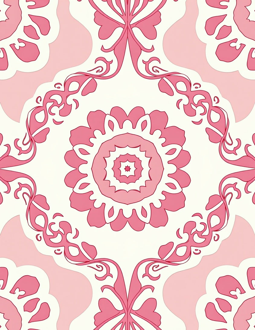 Pink Floral Medallion Pattern Rug