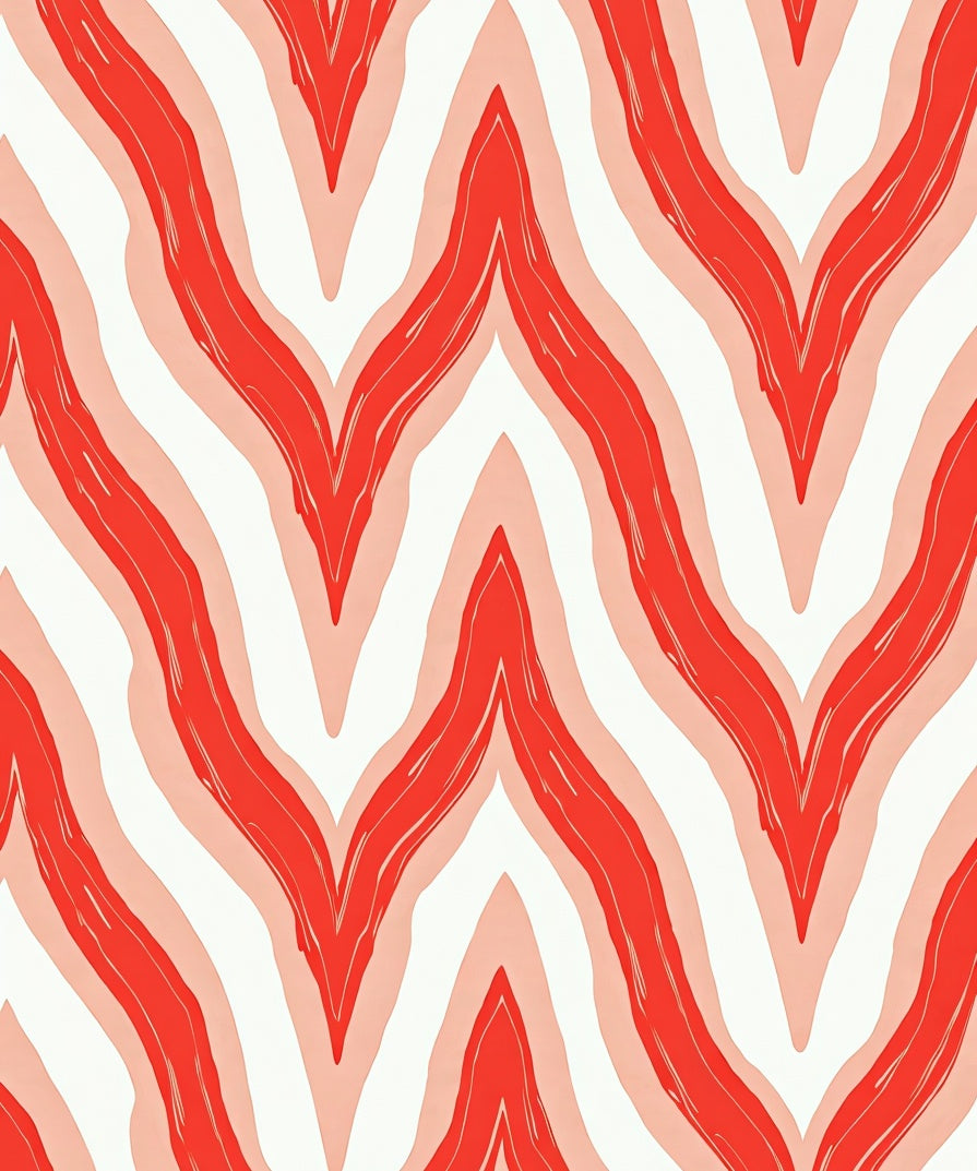 Bold Red Zigzag Pattern Rug